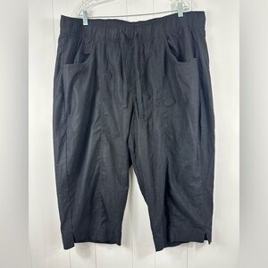 Lane Bryant Womens Crop Pants Sz 22/24 Black Drawstring Relaxed Elastic Waist